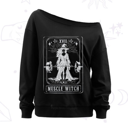 Purplehecate The Muscle With Tarot Off The Shoulder Sweatshirt