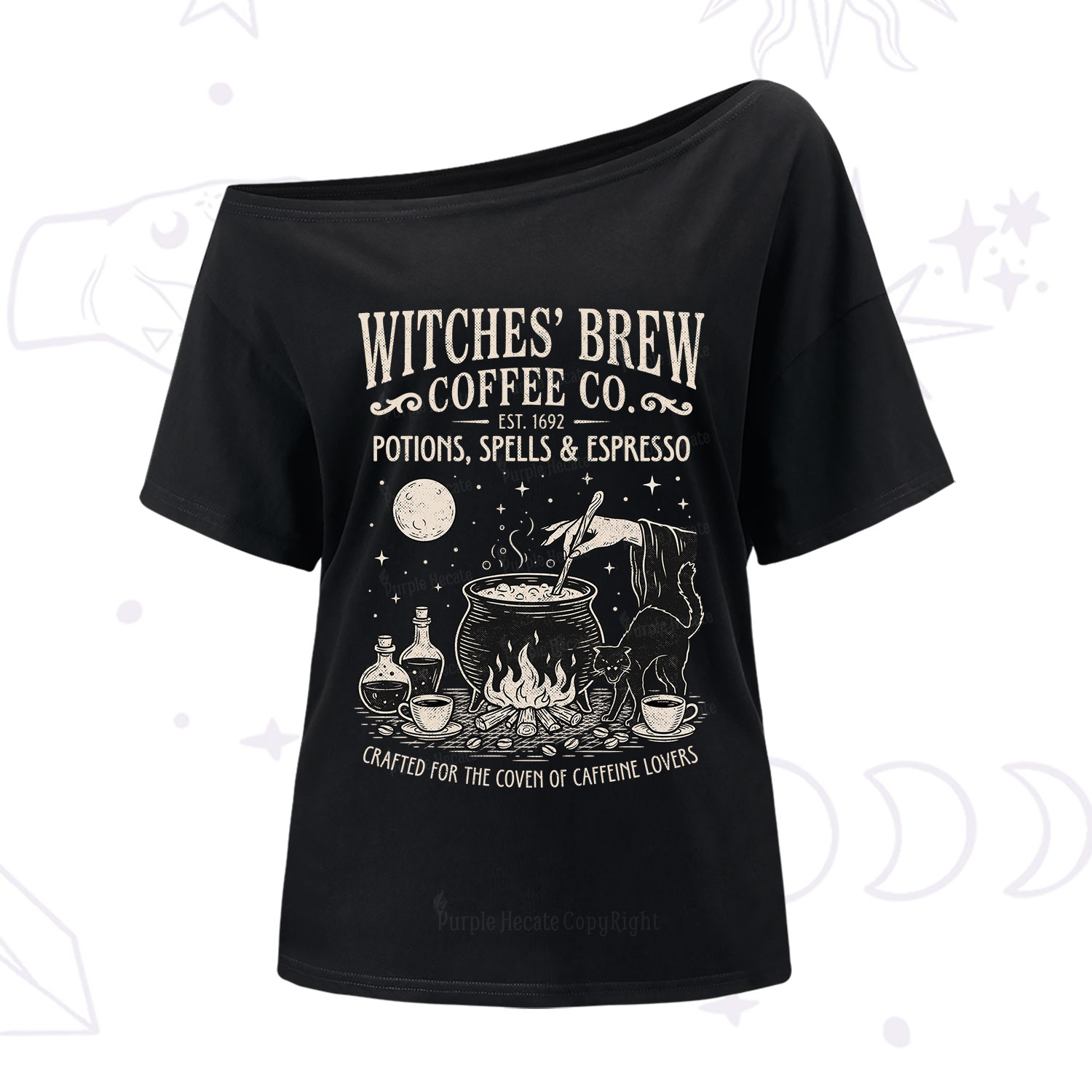 Purplehecate Witches' Brew Coffee Club One Shoulder T-Shirt