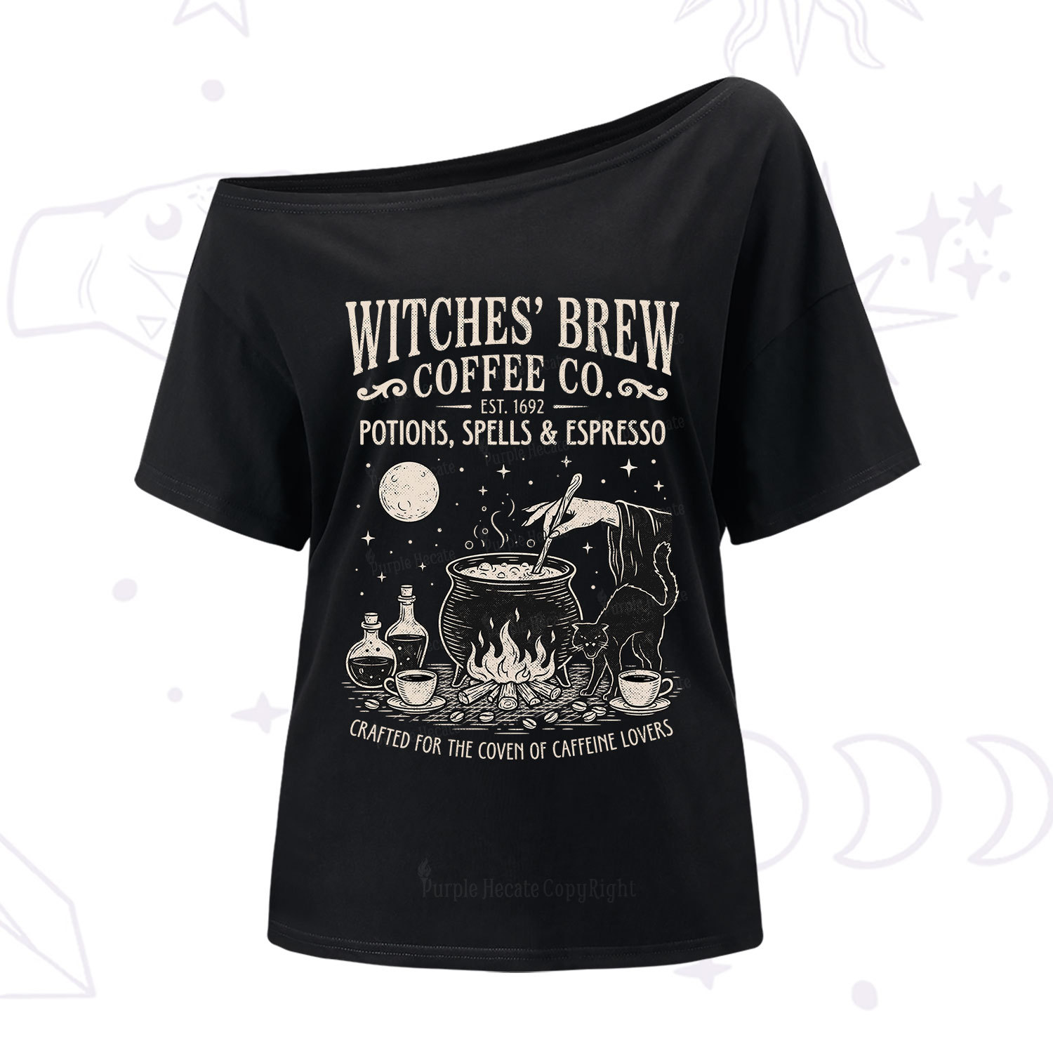 Purplehecate Witches' Brew Coffee Club One Shoulder T-Shirt