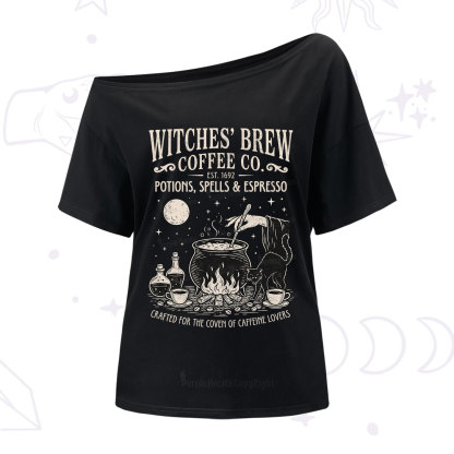 Purplehecate Witches' Brew Coffee Club One Shoulder T-Shirt