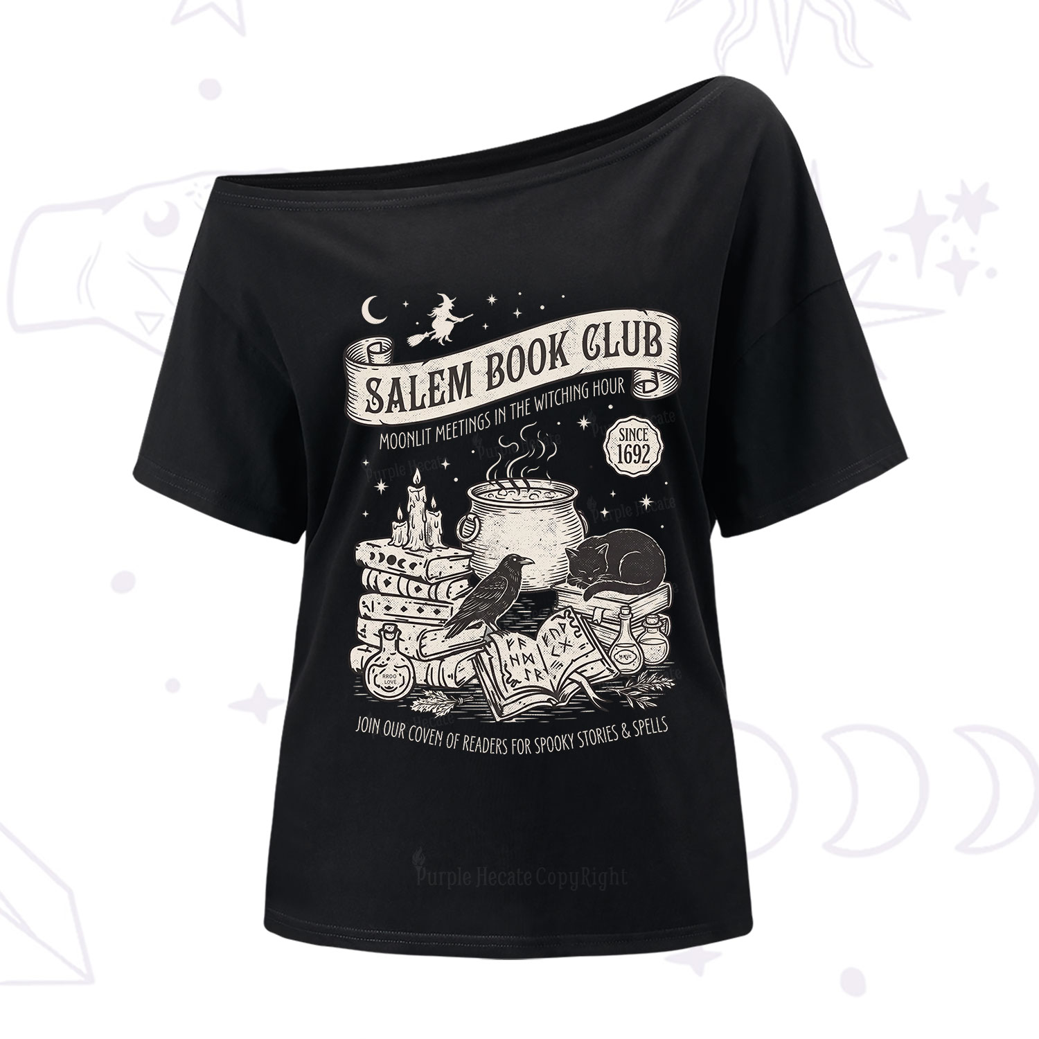 Purplehecate Salem Witch Book Club One Shoulder T-Shirt
