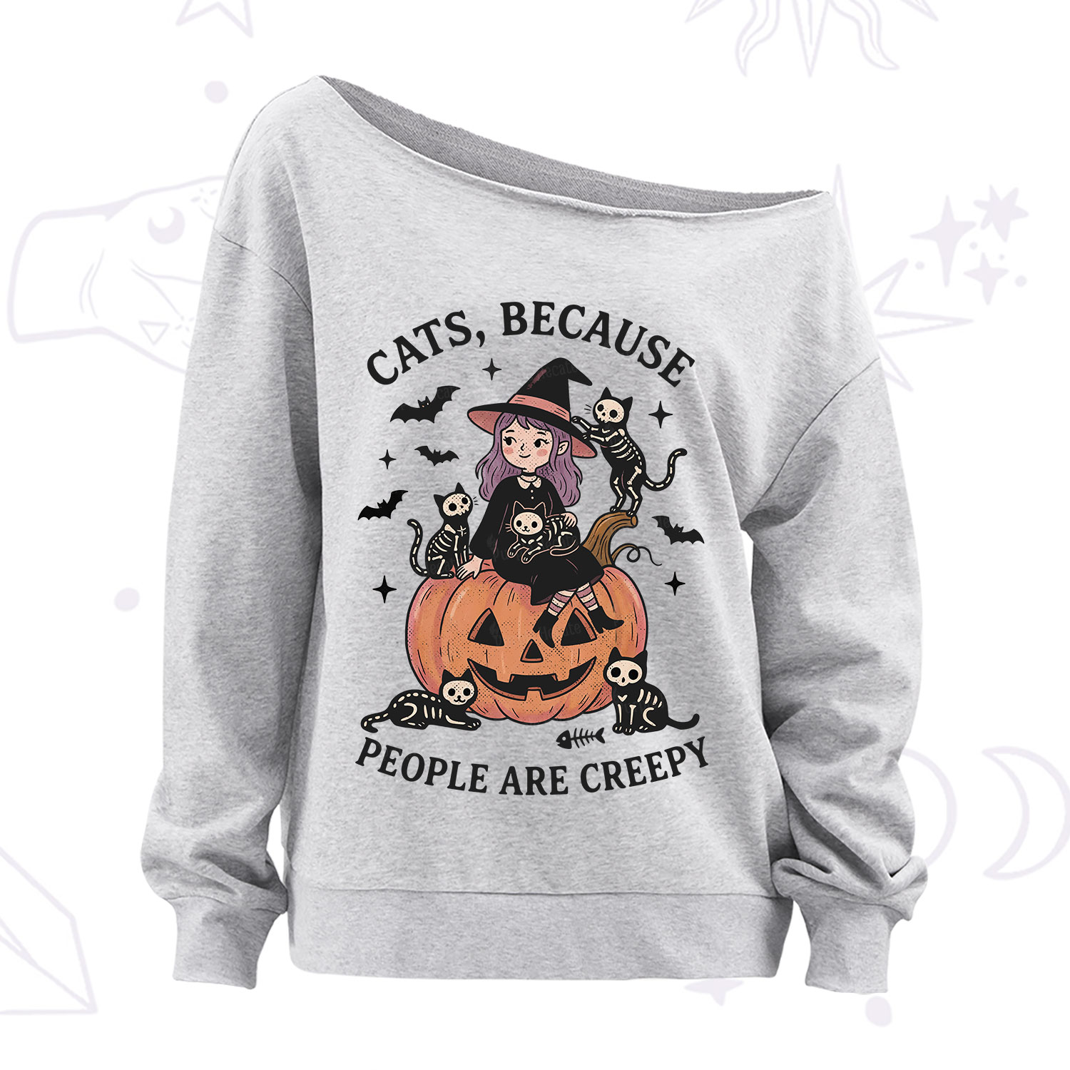 Purplehecate Cats Because People Are Creepy Off The Shoulder Sweatshirt