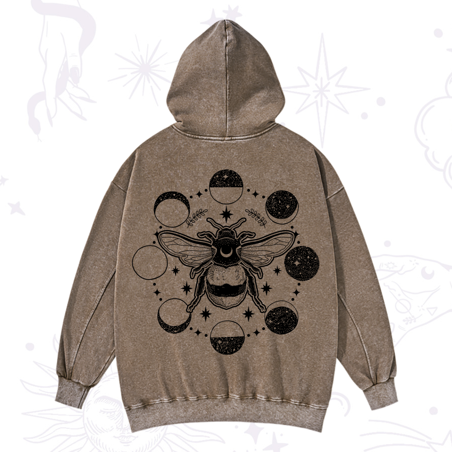 Purplehecate Moon Bee Washed Hoodie