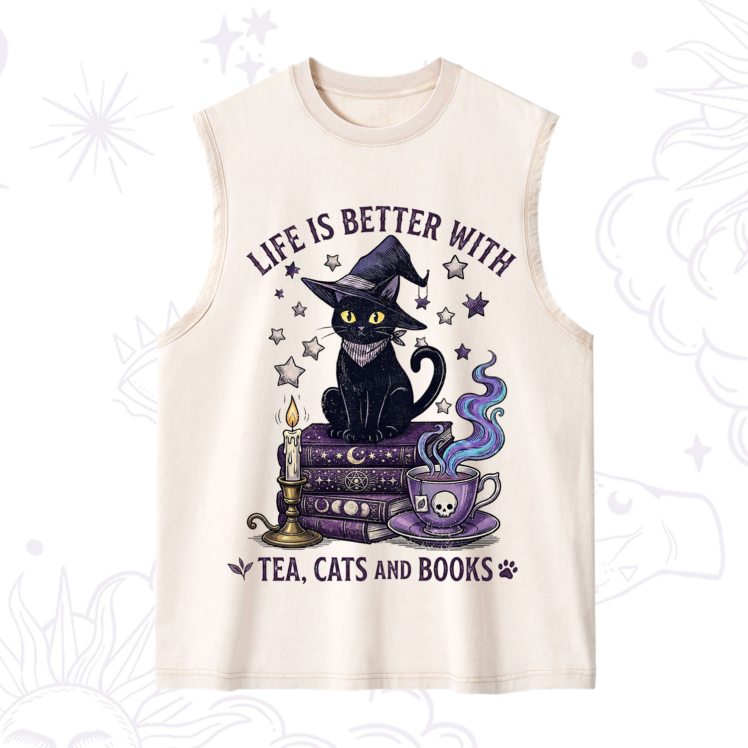 Purplehecate Life Is Better With Cats And Books Washed Tank