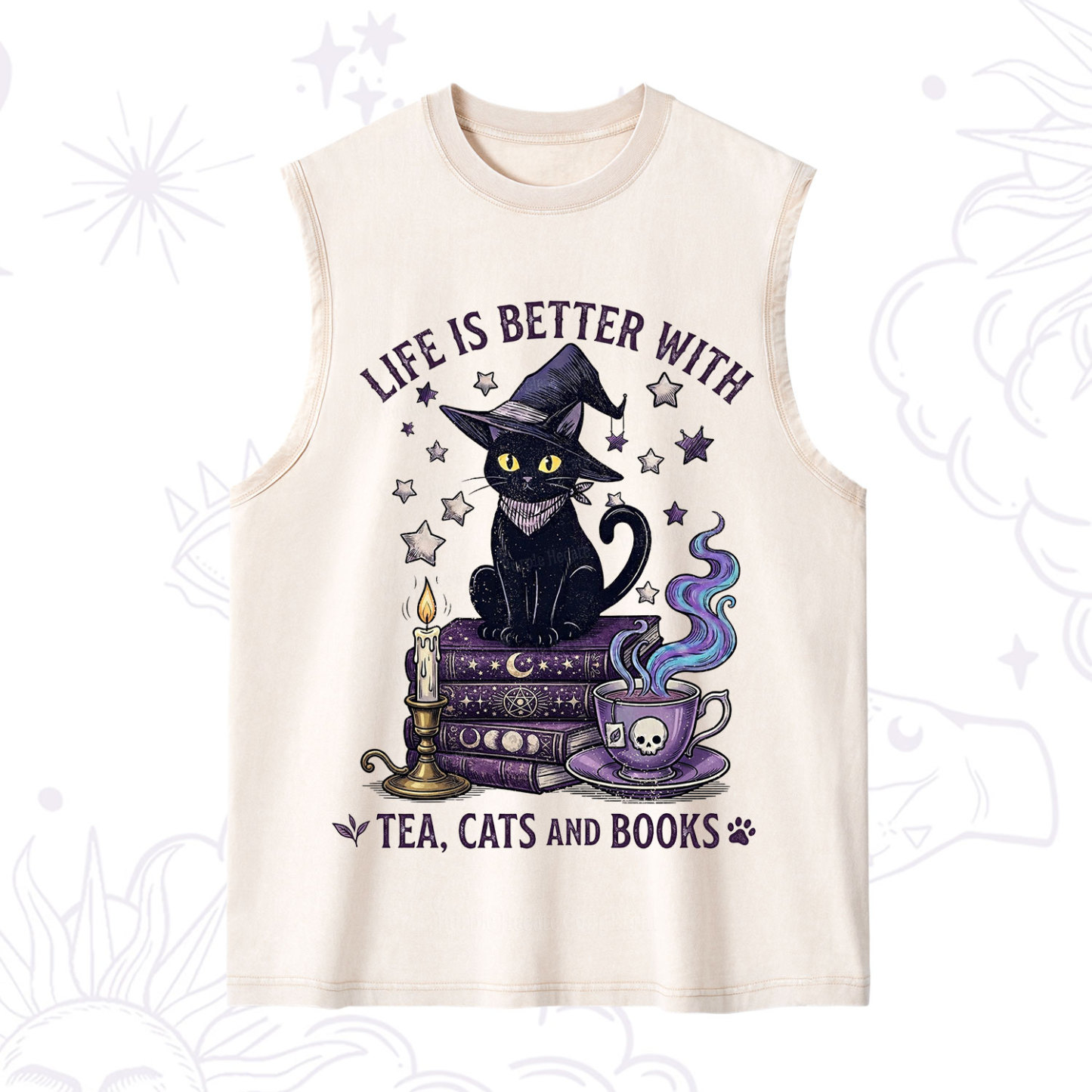 Purplehecate Life Is Better With Cats And Books Washed Tank