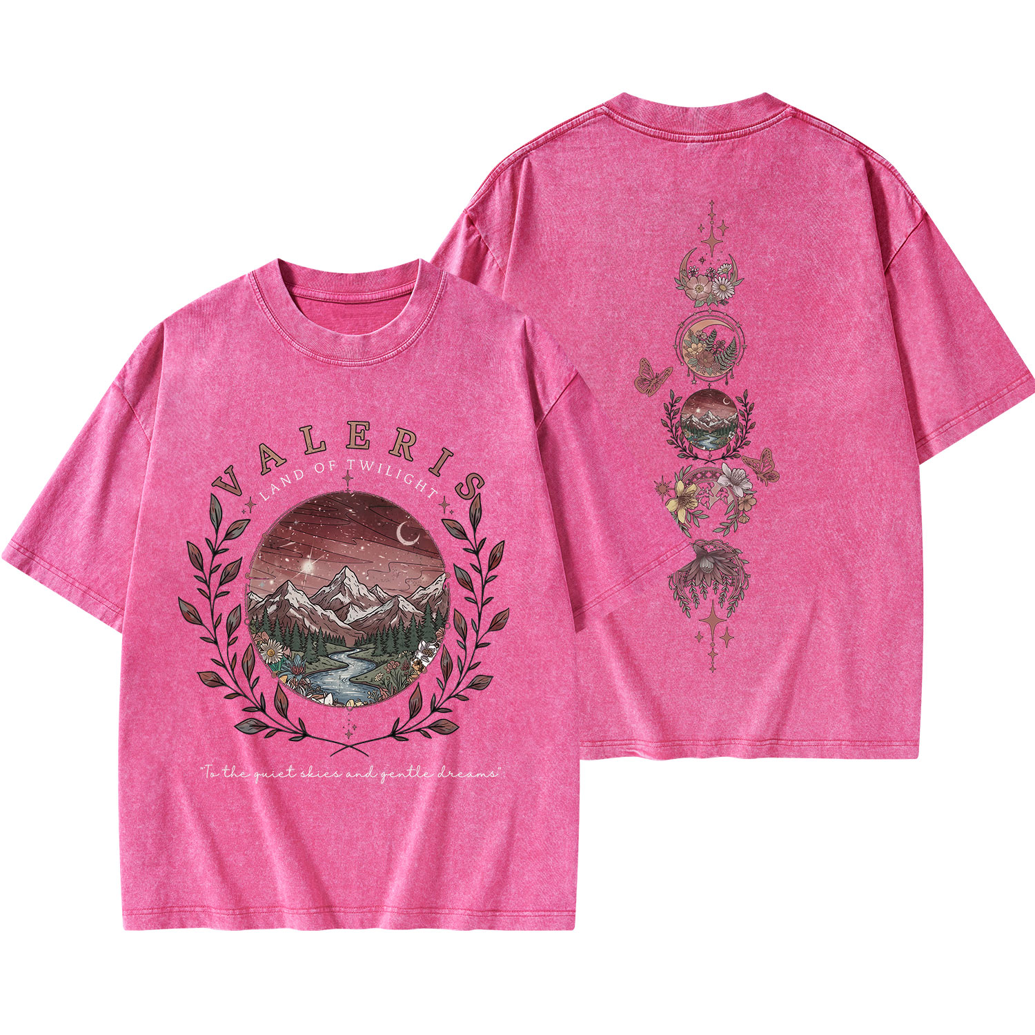 Purplehecate Mystic Mountain Moon Phases Washed T-Shirt
