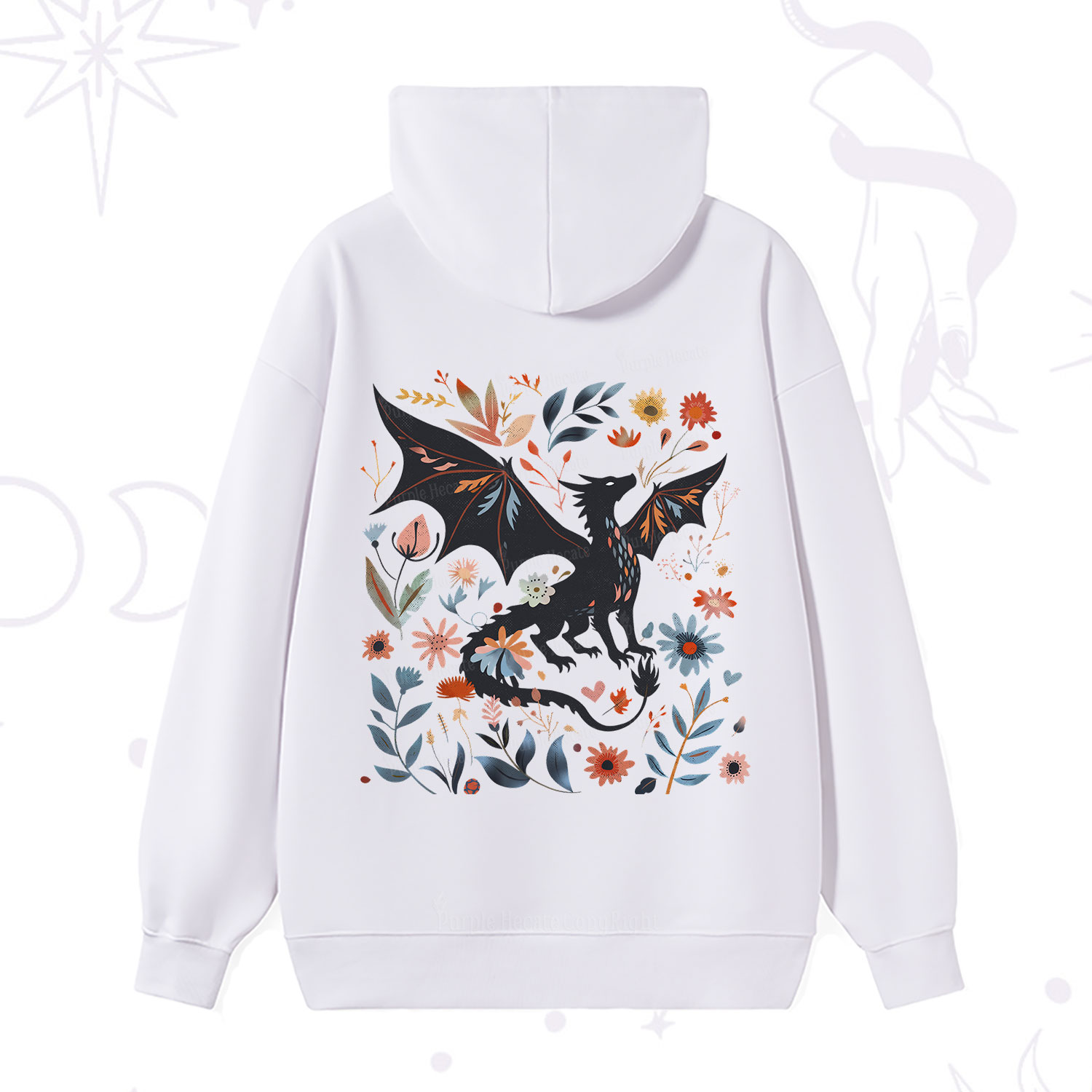 Purplehecate Vintage Fantasy Wyvern Bookish Hoodie