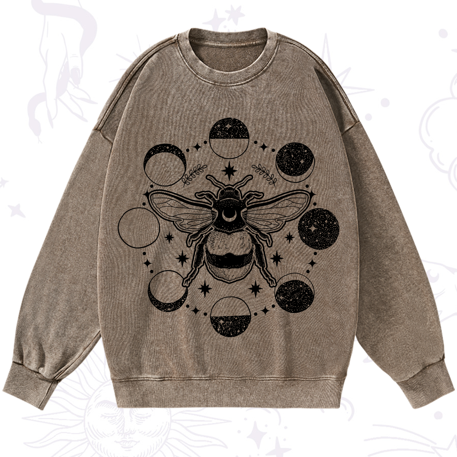 Purplehecate Moon Bee Washed Sweatshirt
