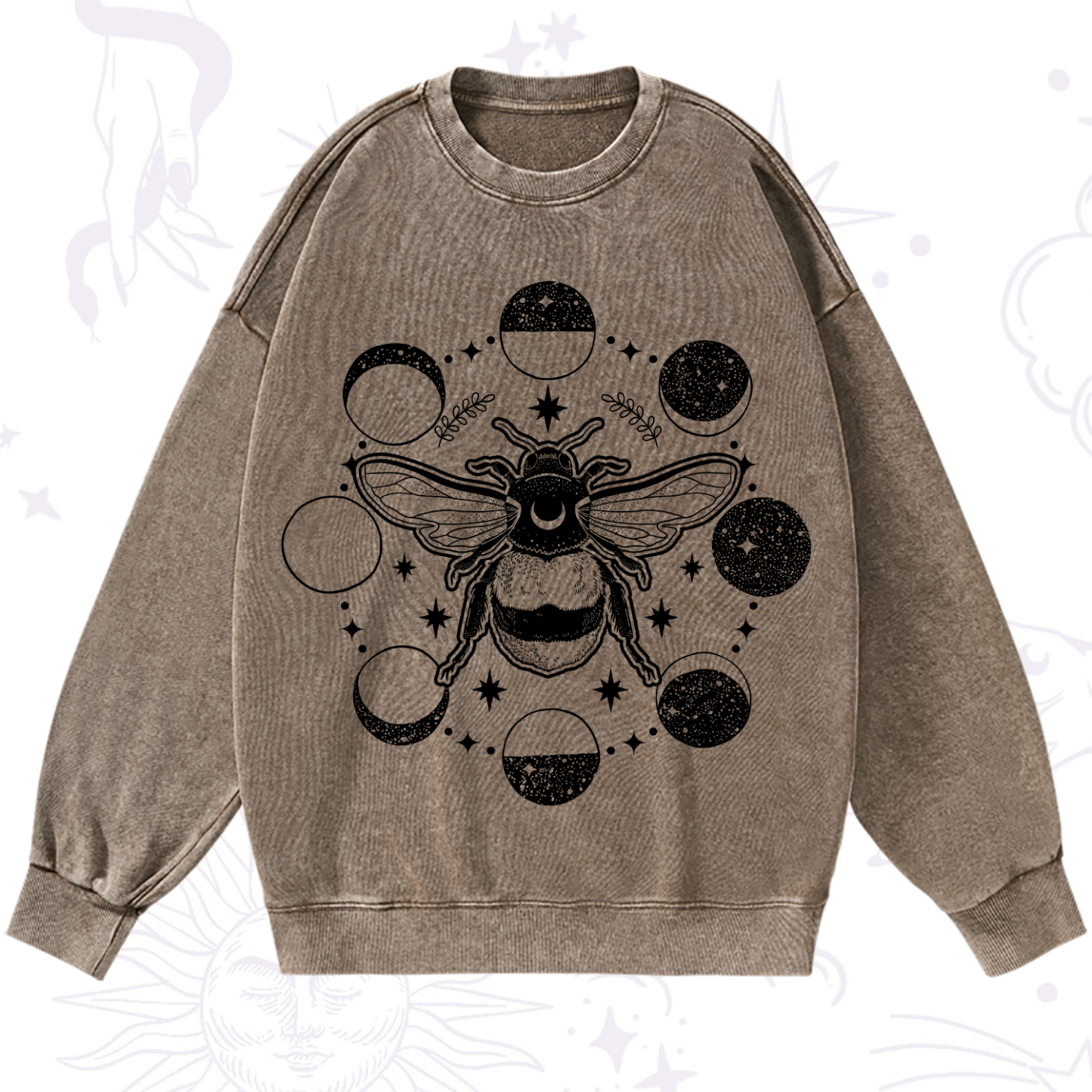 Purplehecate Moon Bee Washed Sweatshirt