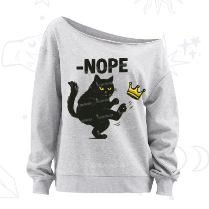 Purplehecate No Kings in America Black Cat Off The Shoulder Sweatshirt