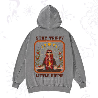 Purplehecate Stay Trippy Little Witchy Hippie Washed Hoodie