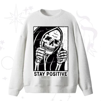 Purplehecate Stay Positive Fuzzy Ugly Sweater