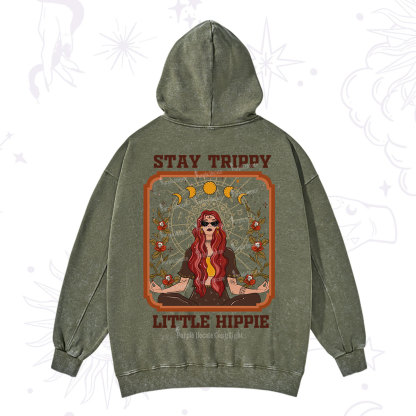 Purplehecate Stay Trippy Little Witchy Hippie Washed Hoodie