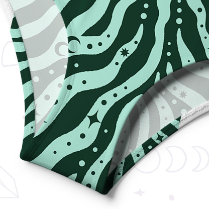 Purplehecate Green Vision Illusion One-Shoulder One-Piece Swimsuit