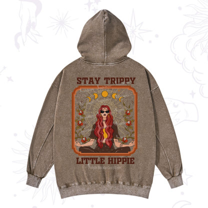 Purplehecate Stay Trippy Little Witchy Hippie Washed Hoodie