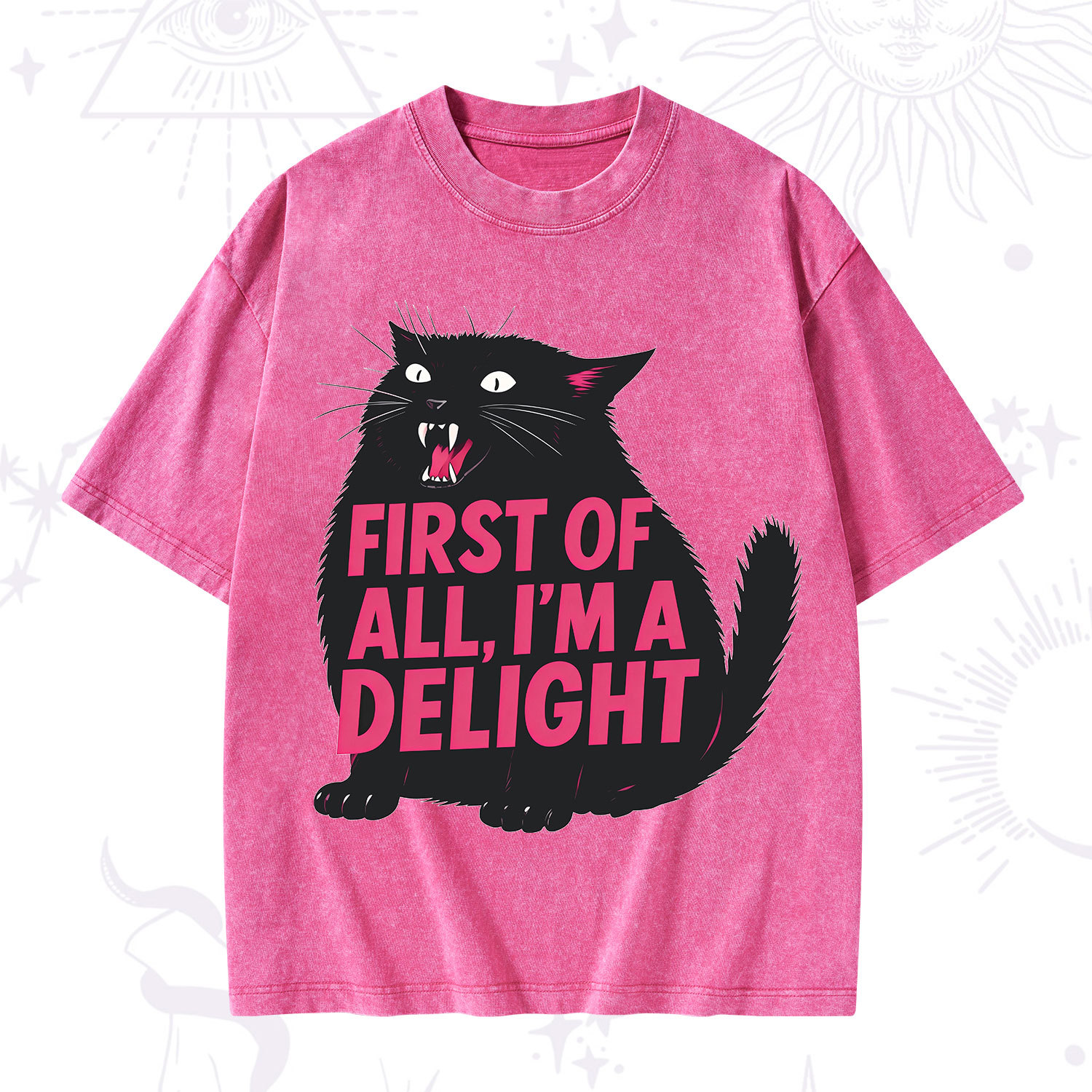Purplehecate First Of All I'm A Delight Cat Washed T-Shirt