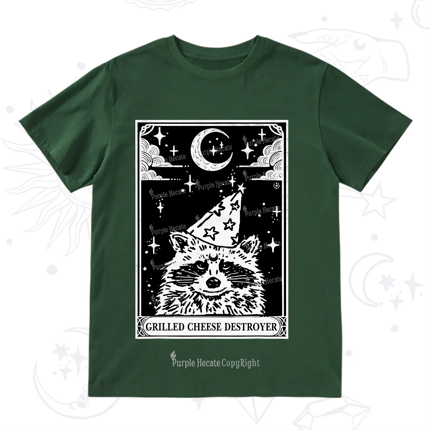 Purplehecate The Grilled Cheese Destroyer Tarot Raccoon T-Shirt
