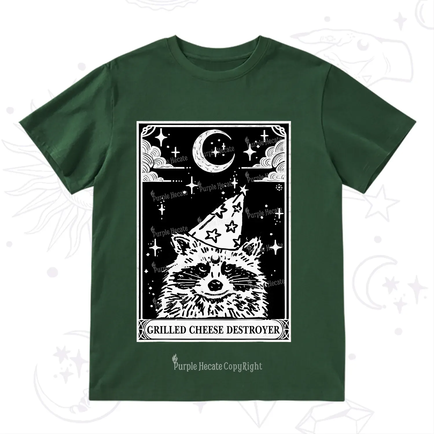 Purplehecate The Grilled Cheese Destroyer Tarot Raccoon T-Shirt