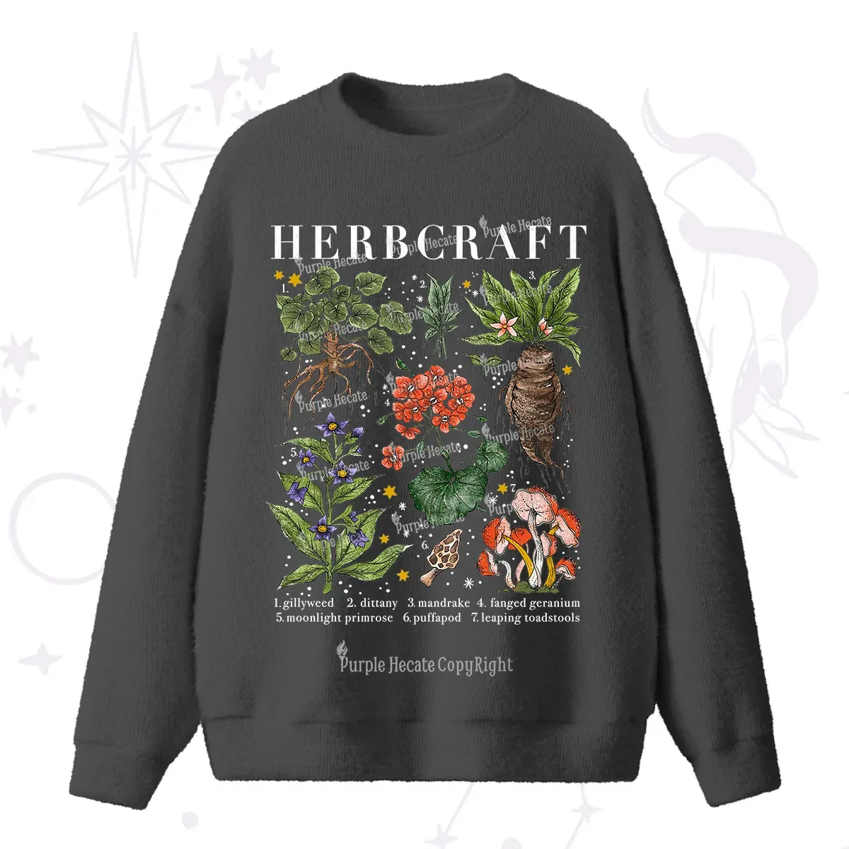 Purplehecate Magical Herbcraft Fuzzy Ugly Sweater