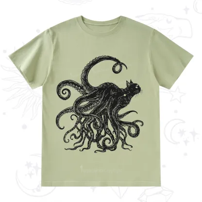 Purplehecate Black Cat with Octopus Tentacles T-Shirt