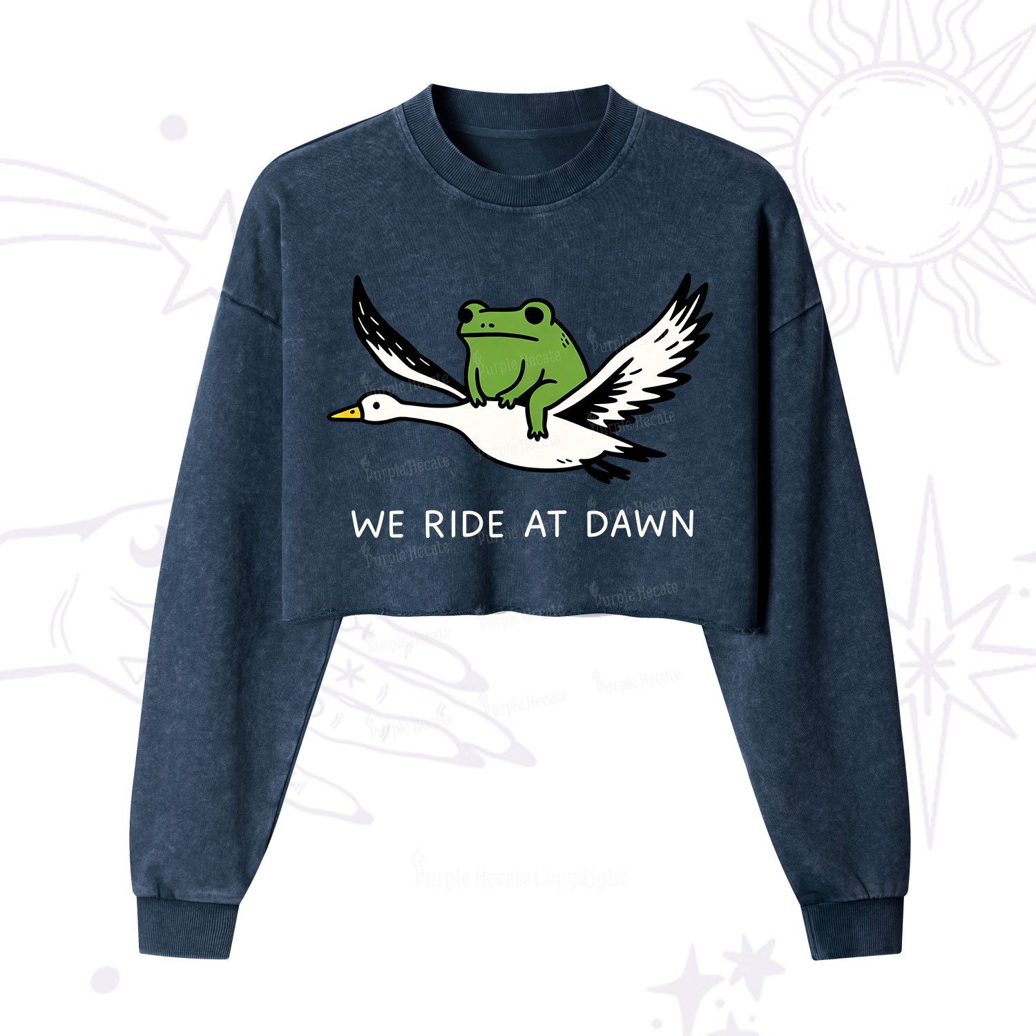 Purplehecate We Ride at Dawn Cropped Washed Sweatshirt