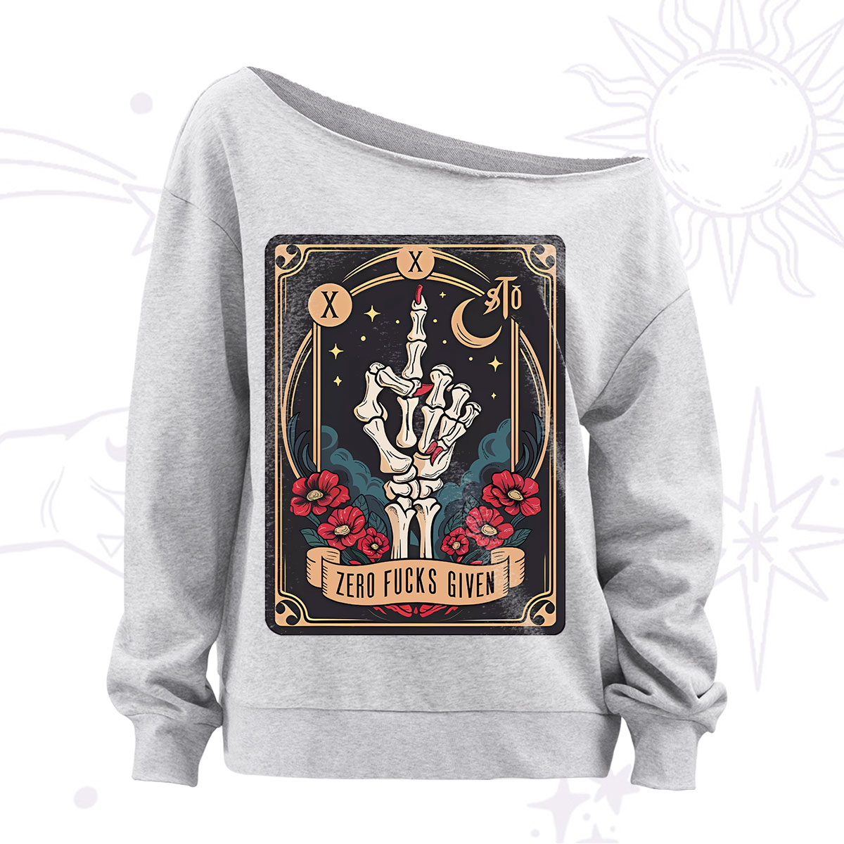 Purplehecate The Zero Fucks Given Off The Shoulder Sweatshirt