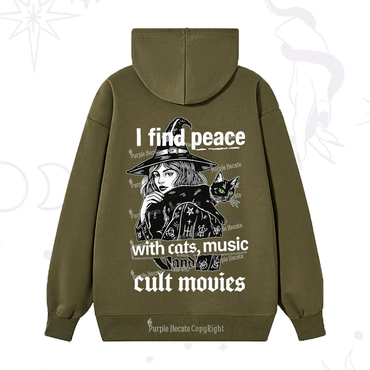 Purplehecate I Find Peace With Cats Music Cult Movies Hoodie