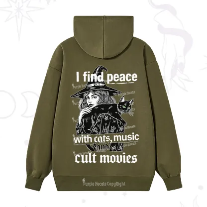 Purplehecate I Find Peace With Cats Music Cult Movies Hoodie