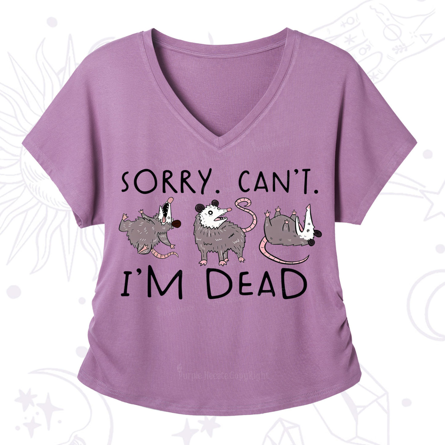 Purplehecate Funny Possum Sorry I Can't I'm Dead V-Neck T-Shirt