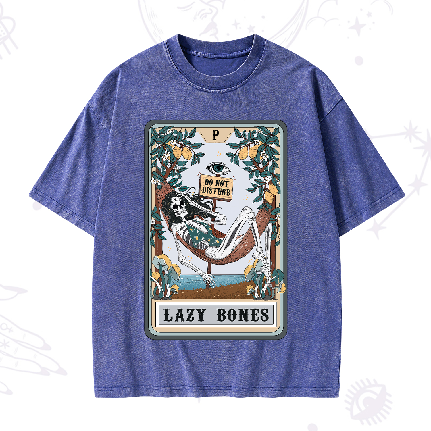 Purplehecate The Lazy Bones Tarot Washed T-Shirt