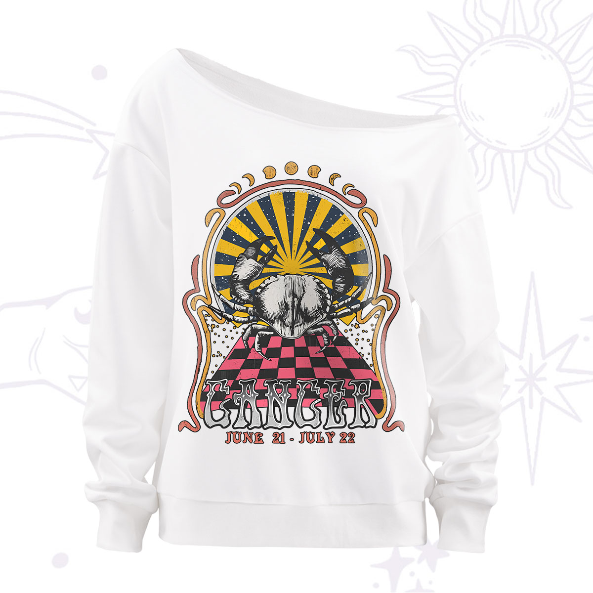 Purplehecate Cancer Crew Zodiac Off The Shoulder Sweatshirt