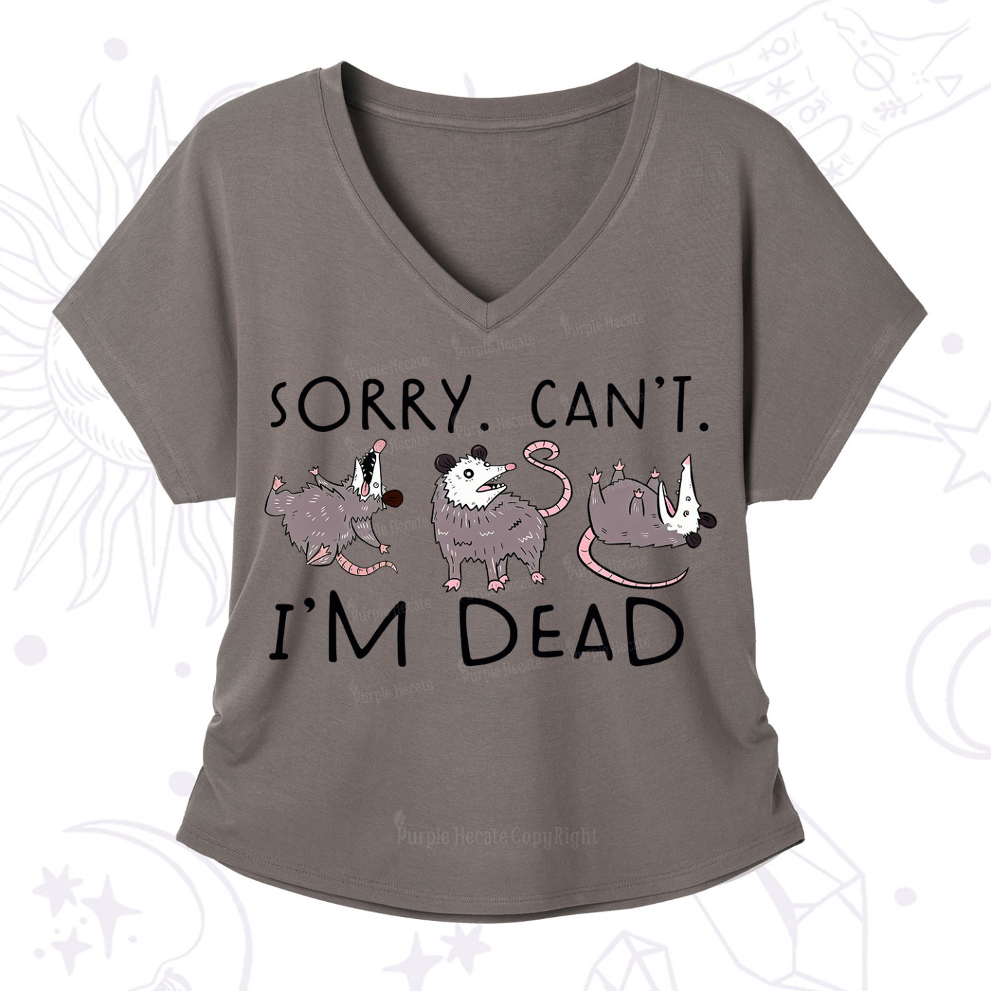 Purplehecate Funny Possum Sorry I Can't I'm Dead V-Neck T-Shirt