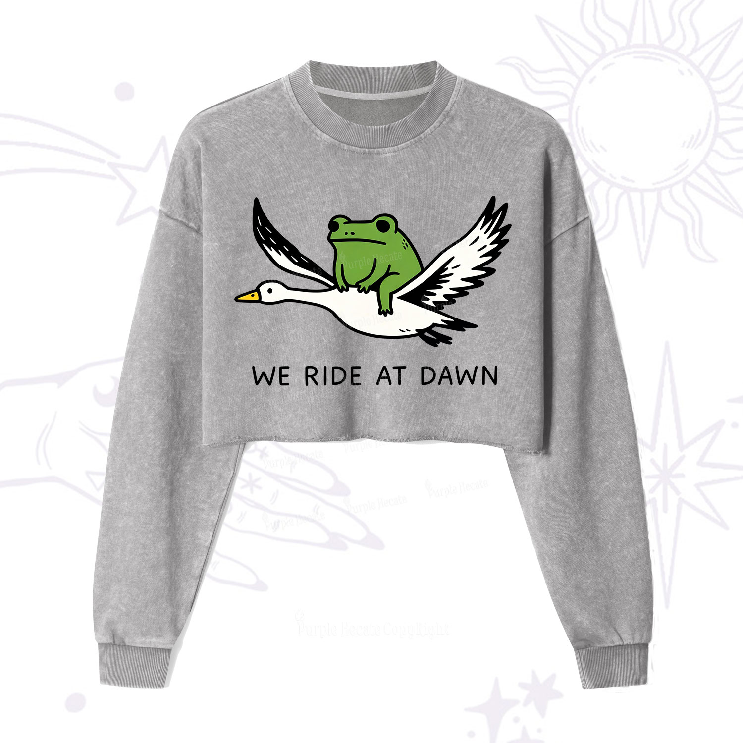 Purplehecate We Ride at Dawn Cropped Washed Sweatshirt