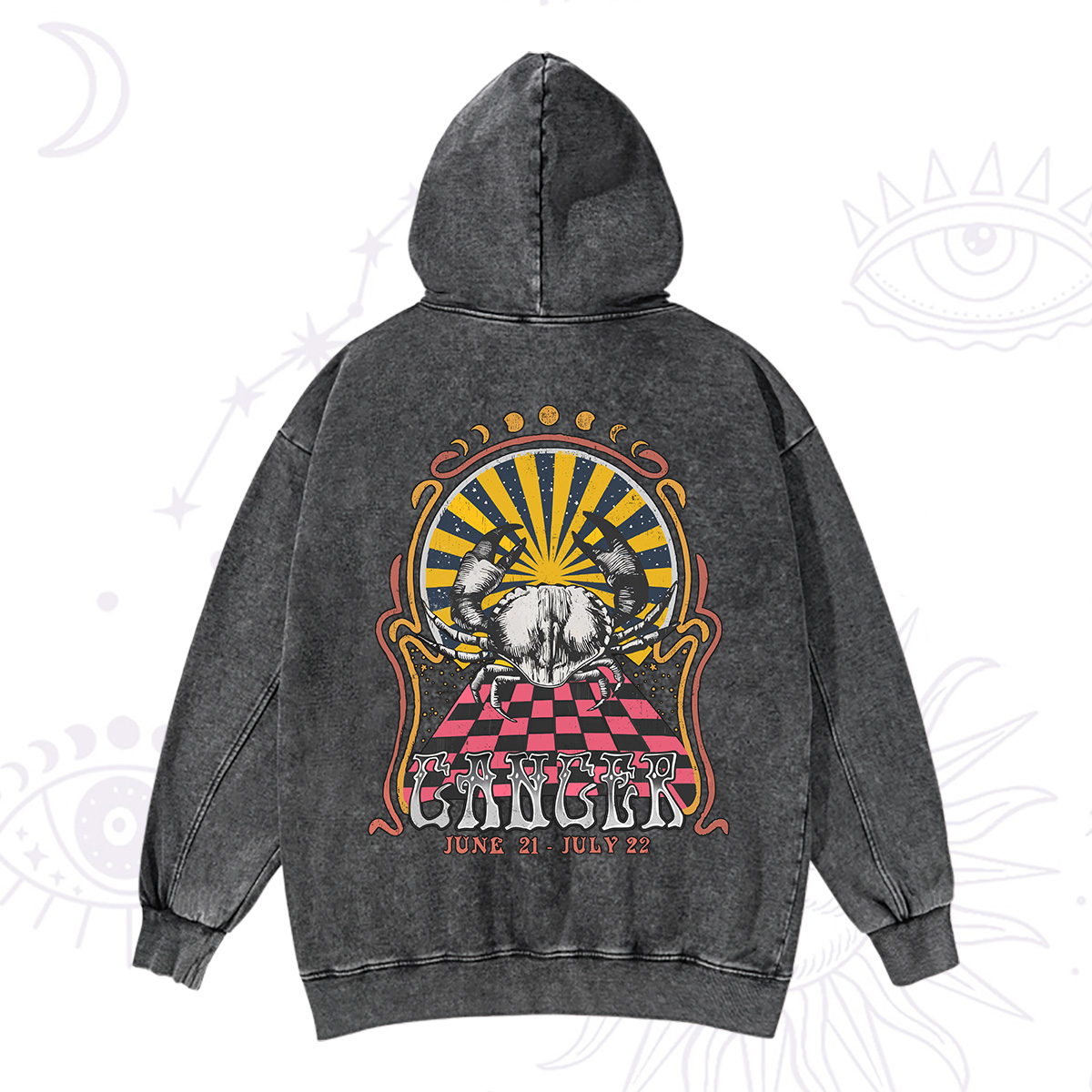 Purplehecate Cancer Crew Zodiac Washed Hoodie