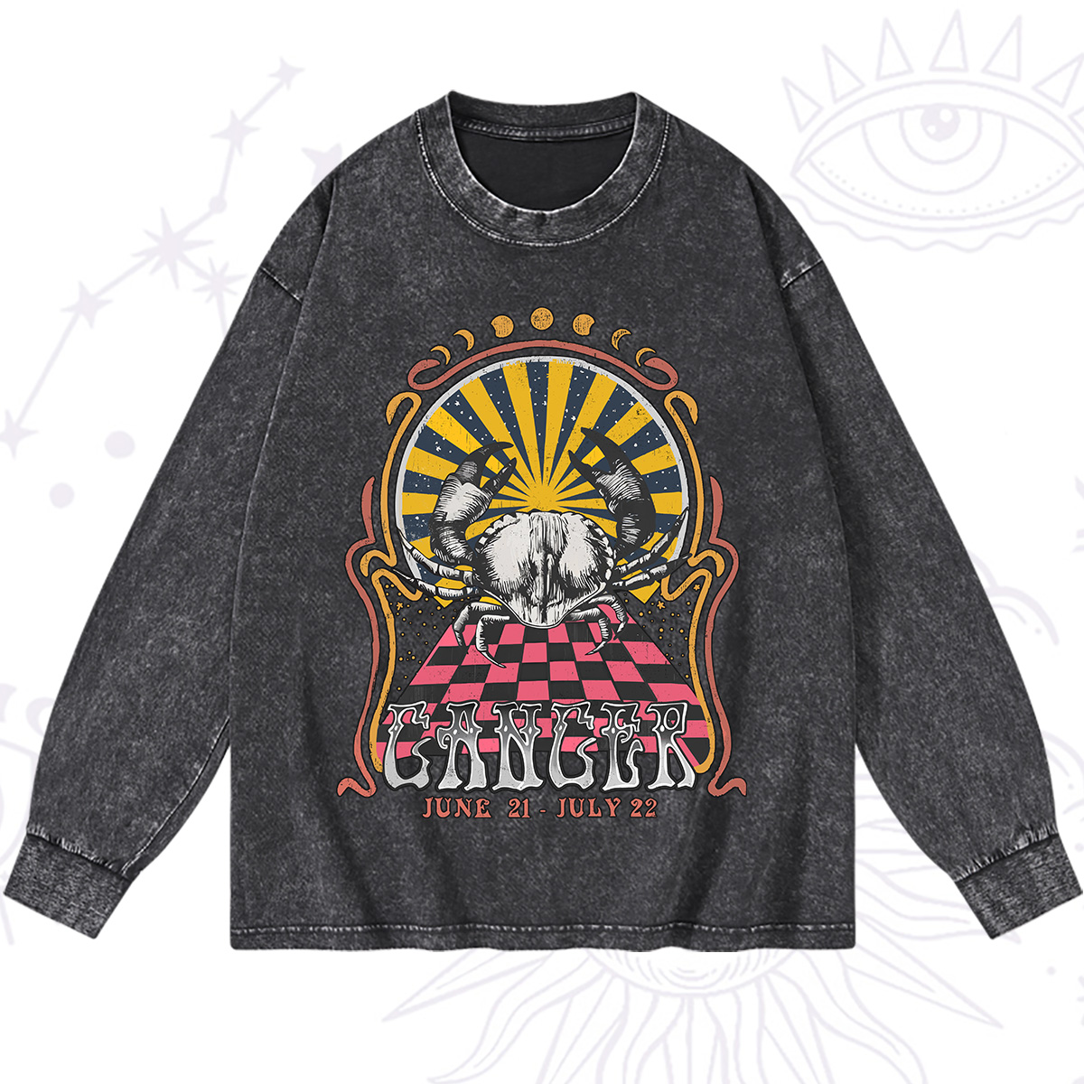 Purplehecate Cancer Crew Zodiac Washed Long Sleeve Shirt