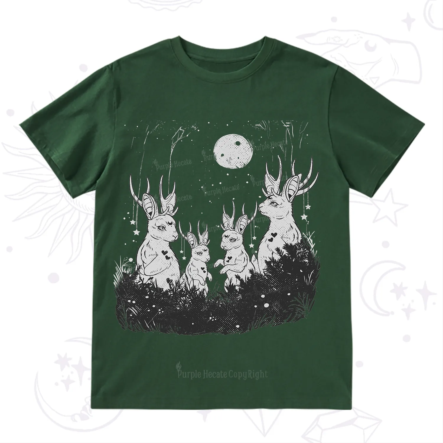Purplehecate Moonlit Antler Bunny T-Shirt