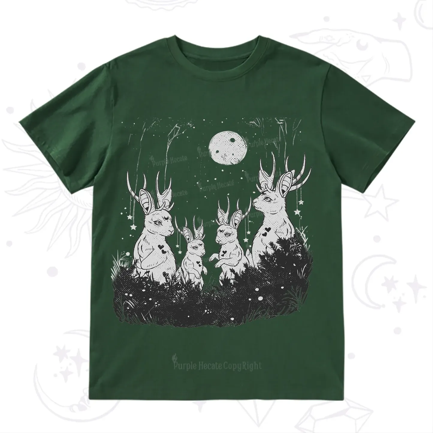 Purplehecate Moonlit Antler Bunny T-Shirt