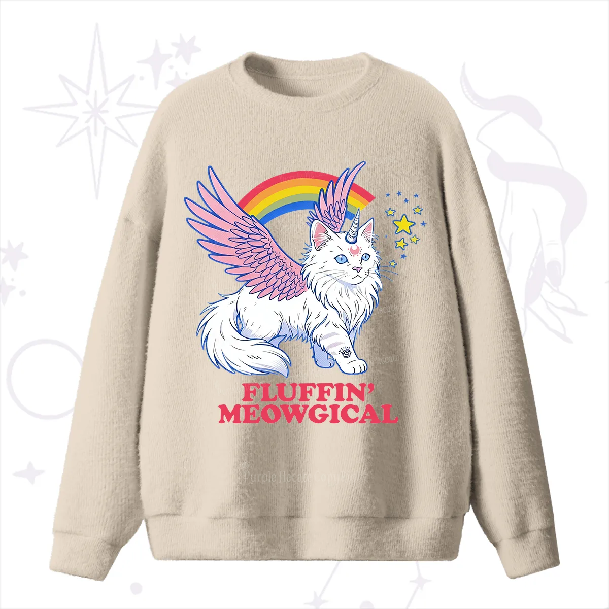 Purplehecate Fluffin Meowgical Fuzzy Ugly Sweater