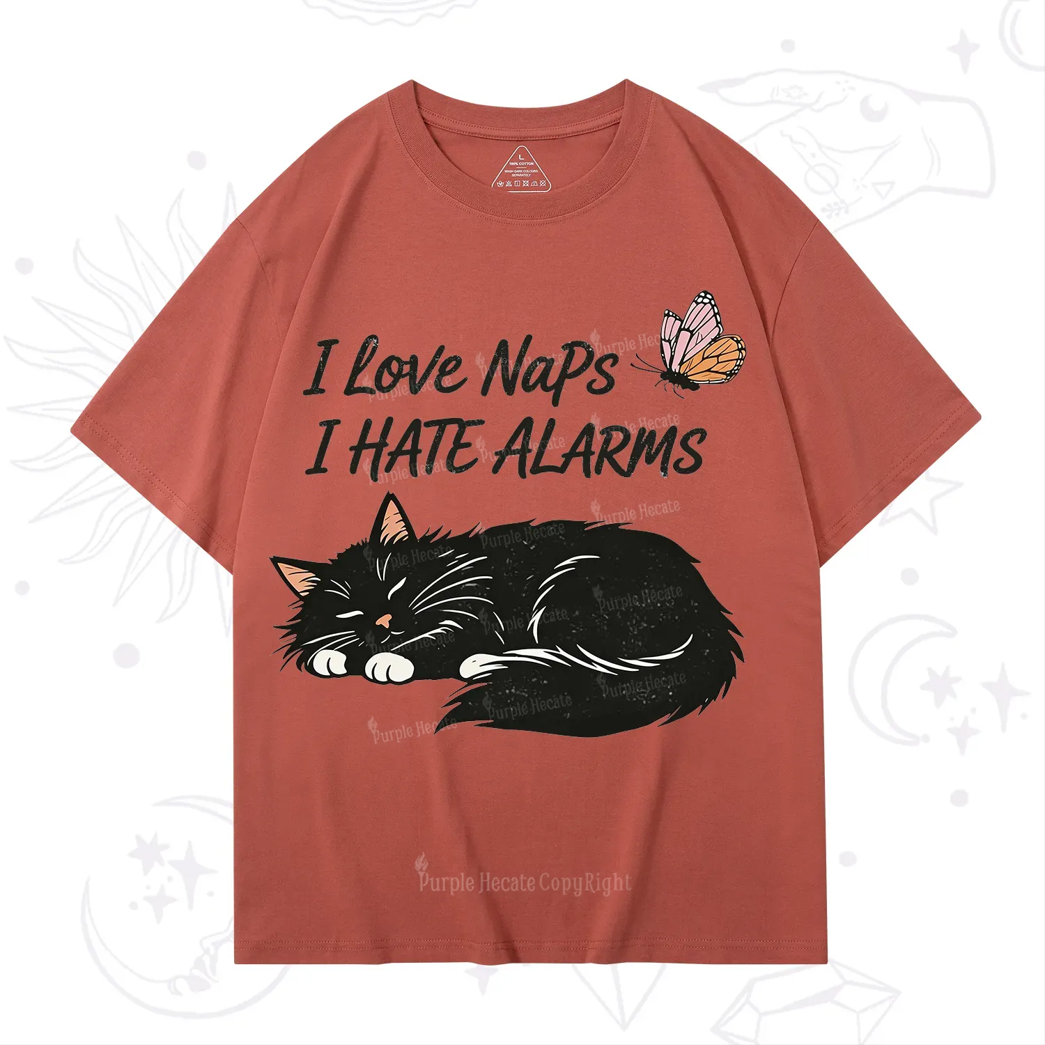 Purplehecate I Love Naps I Hate Alarms T-Shirt