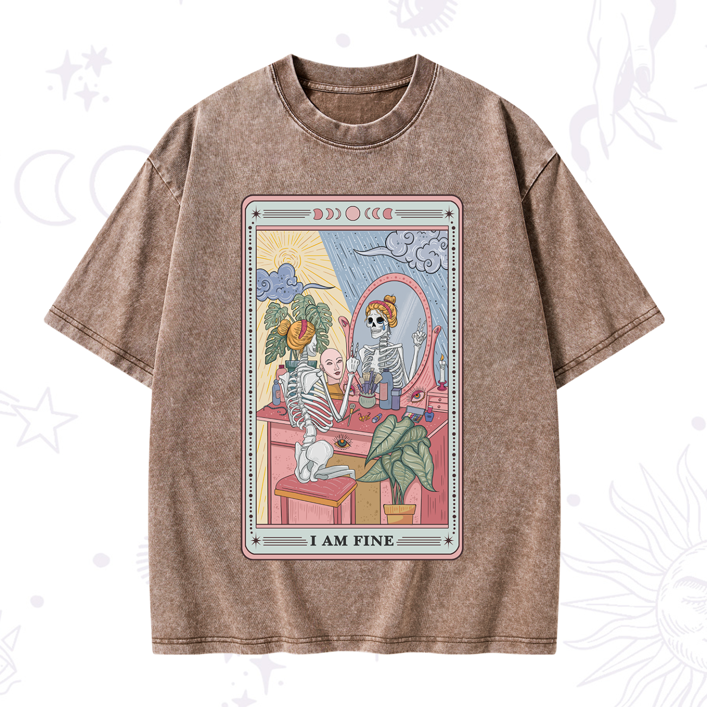 Purplehecate I Am Fine Tarot Card Washed T-Shirt