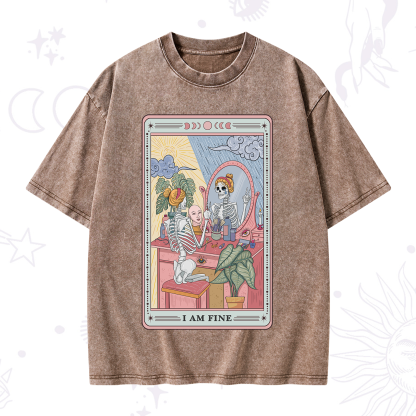 Purplehecate I Am Fine Tarot Card Washed T-Shirt