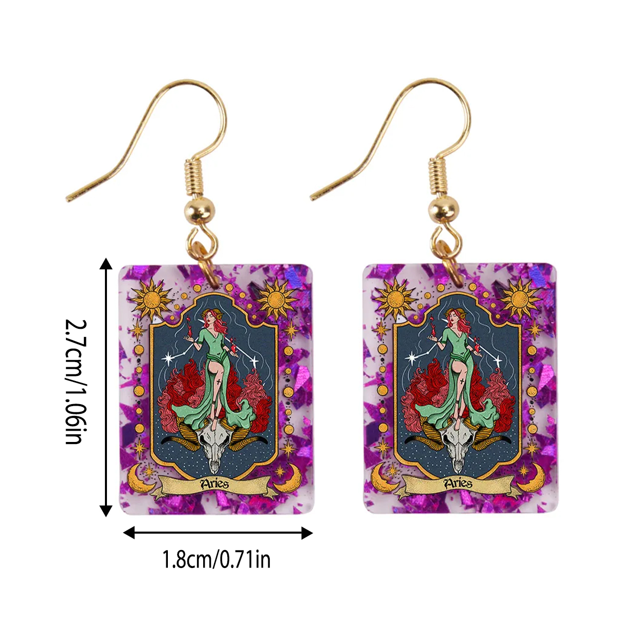 Purplehecate Aries Zodiac Purple fragments Acrylic Earrings