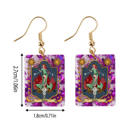 Purplehecate Aries Zodiac Purple fragments Acrylic Earrings