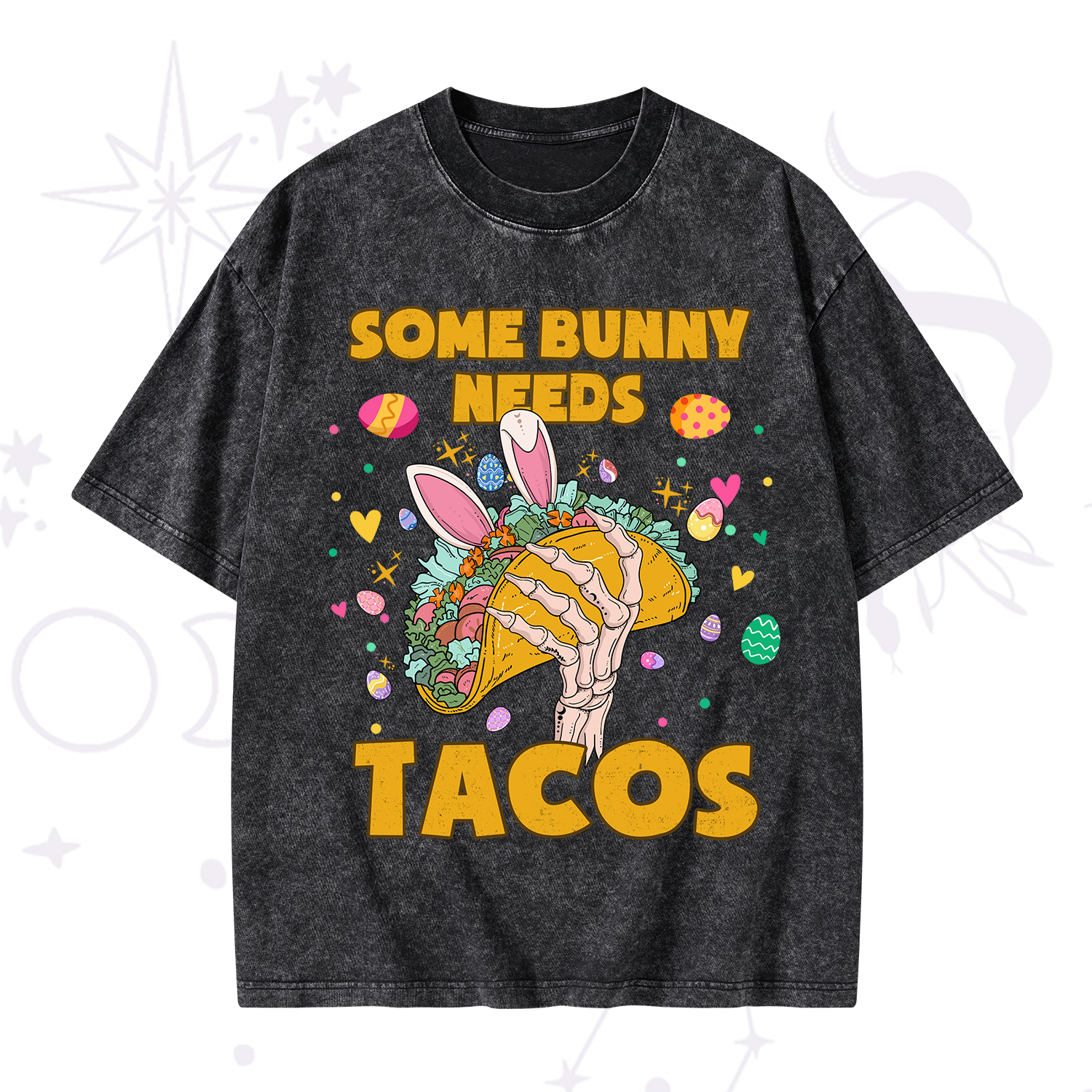 Purplehecate Some Bunny Needs Tacos Easter Washed T-Shirt
