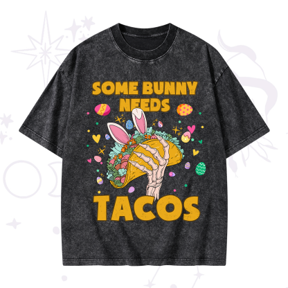 Purplehecate Some Bunny Needs Tacos Easter Washed T-Shirt