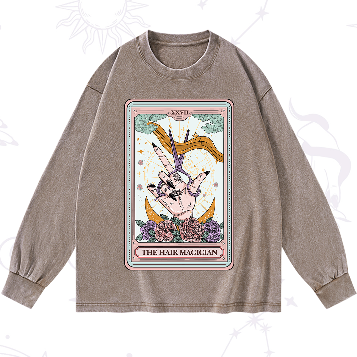 Purplehecate The Hair Magician Tarot Washed Long Sleeve Shirt