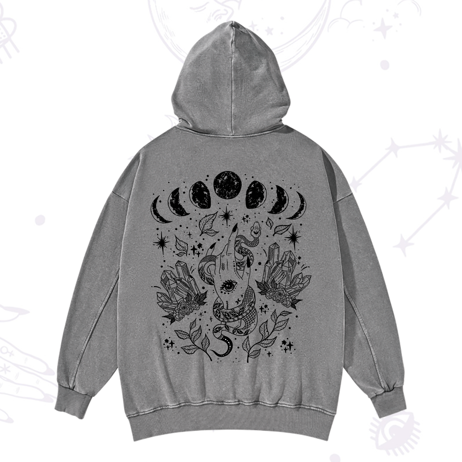 Purplehecate Reach For The Moon Washed Hoodie
