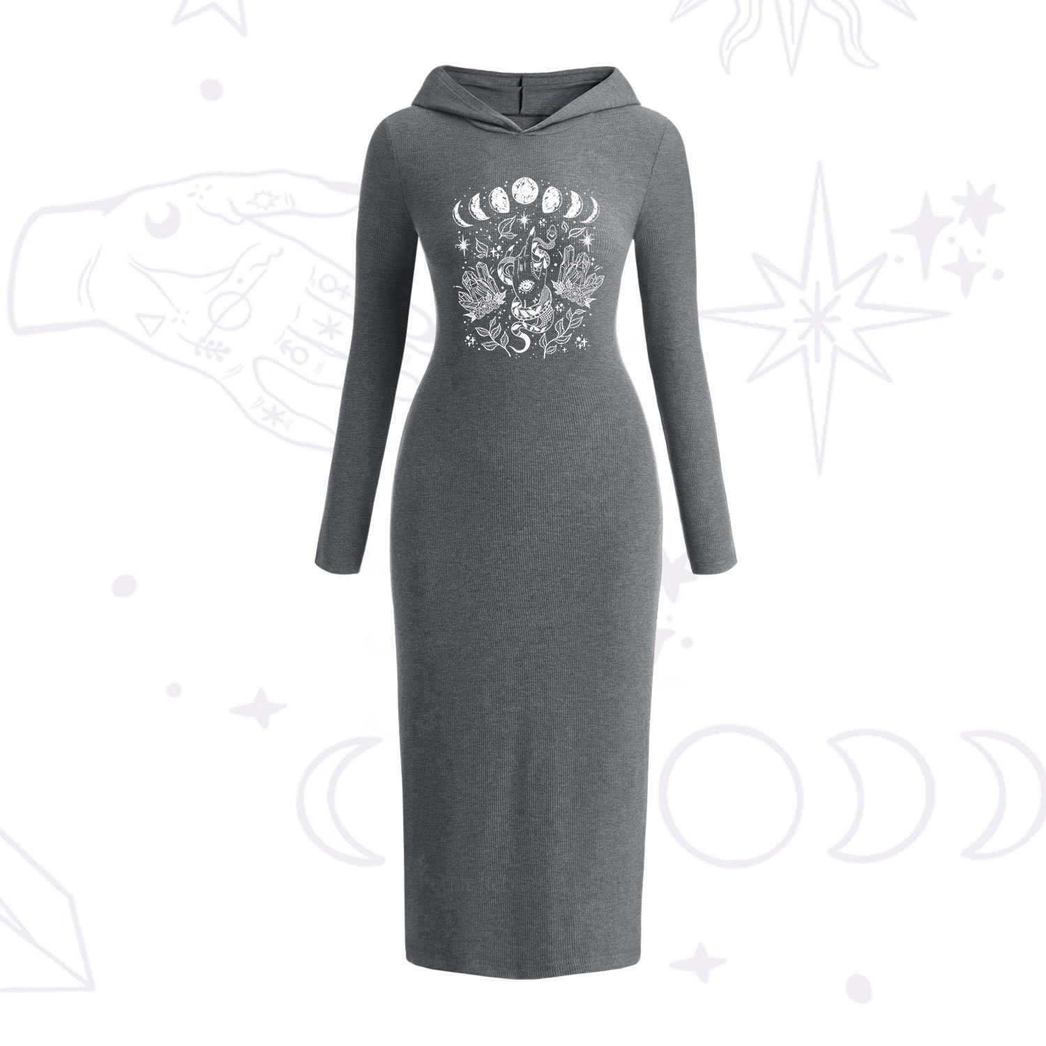 Purplehecate Reach For The Moon Hooded Knit Dress