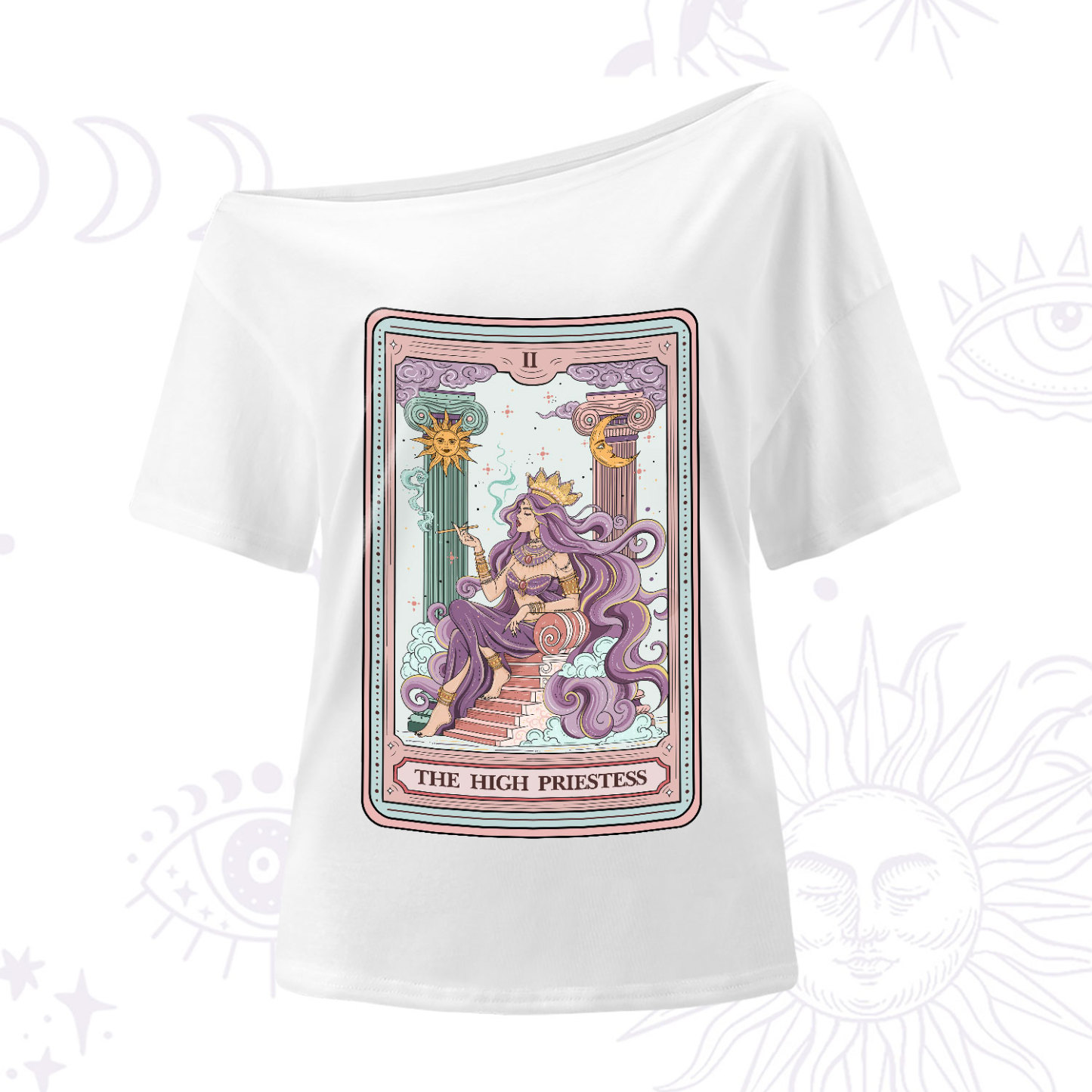 Purplehecate The Goddess High Priestess Tarot Card One-Shoulder T-Shirt