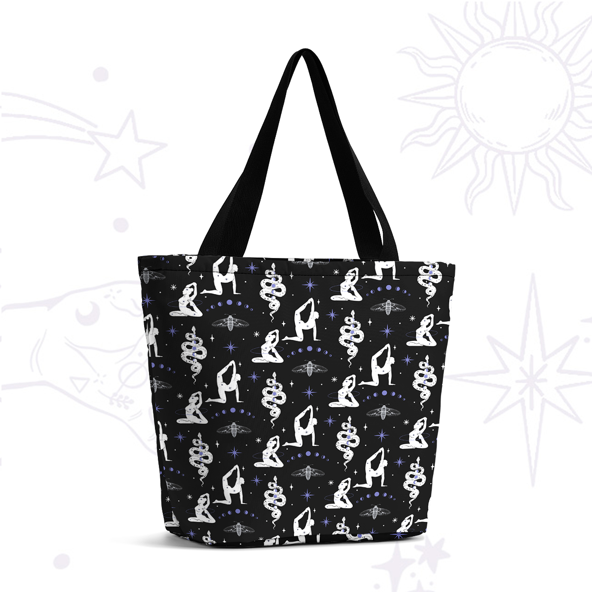 Purplehecate Mystical Yoga and Snake Casual Tote Bag